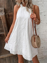Solid Color Cotton Embroidered Fabric Sleeveless Dress